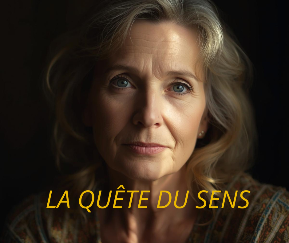 Une femme, la cinquantaine, regard dans le vide.